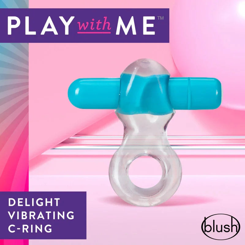 Play With Me Delight Vibrating C-Ring - Clear/ Vibrating Cock Ring - Take A Peek