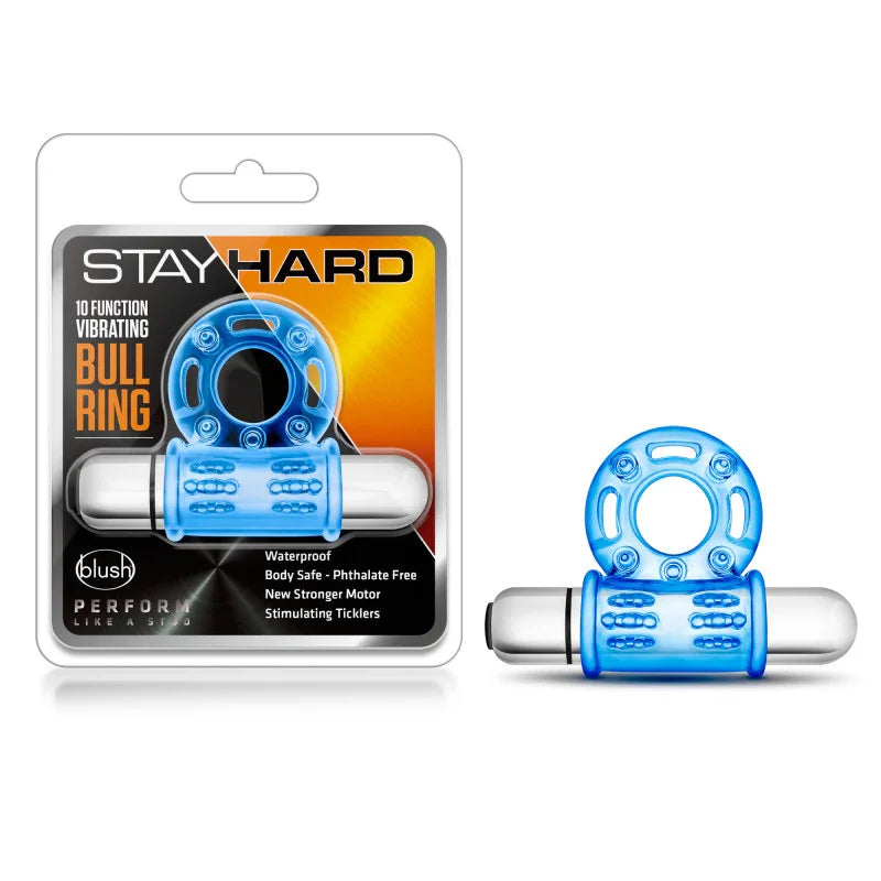 Stay Hard 10-Function Vibrating Bull Ring - Vibrating Cock Ring - Take A Peek