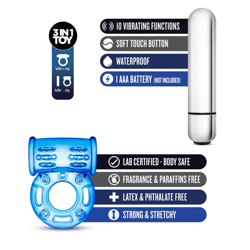 Stay Hard 10-Function Vibrating Bull Ring - Vibrating Cock Ring - Take A Peek