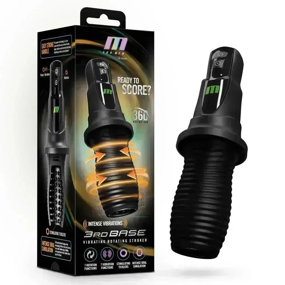 M For Men - 3rd Base - USB Rechargeable Vibrating & Rotating Auto Stroker - Take A Peek