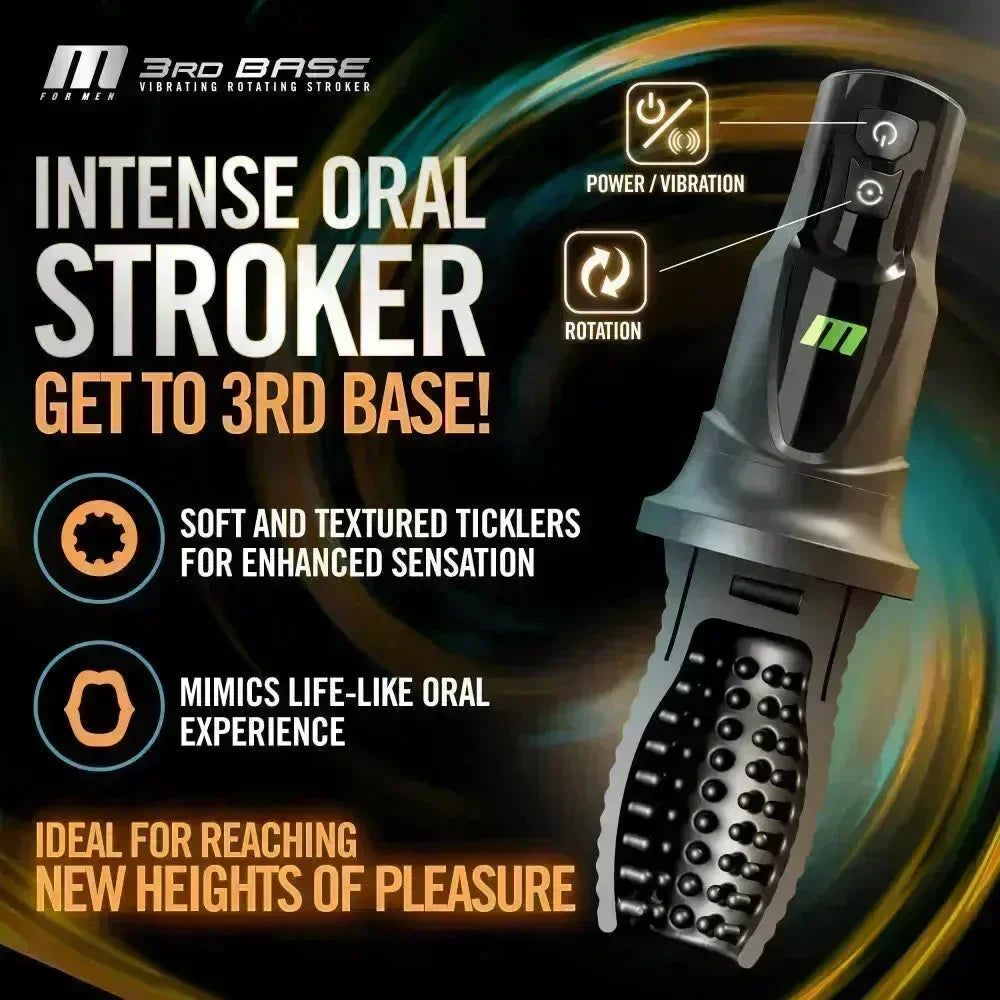 M For Men - 3rd Base - USB Rechargeable Vibrating & Rotating Auto Stroker - Take A Peek