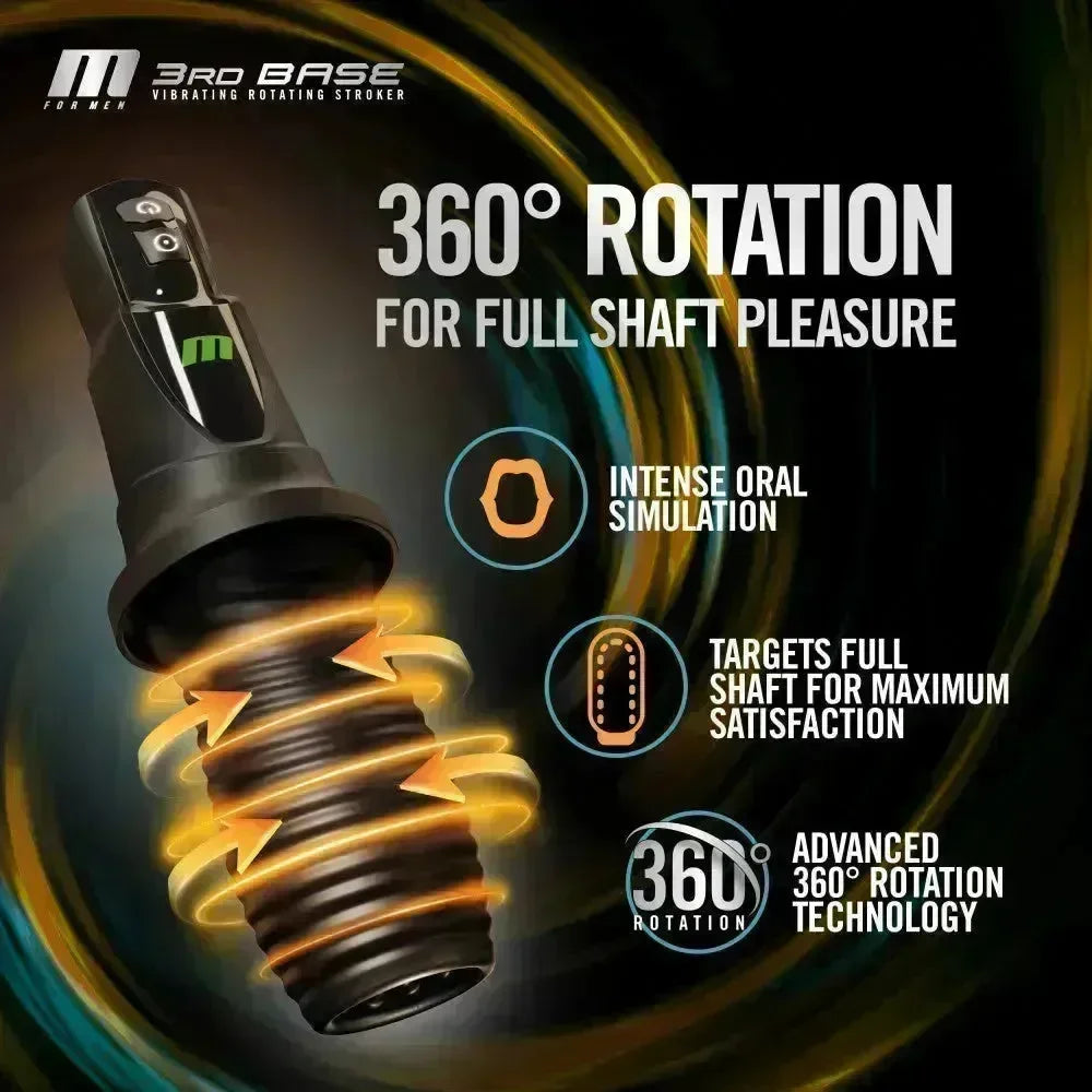 M For Men - 3rd Base - USB Rechargeable Vibrating & Rotating Auto Stroker - Take A Peek