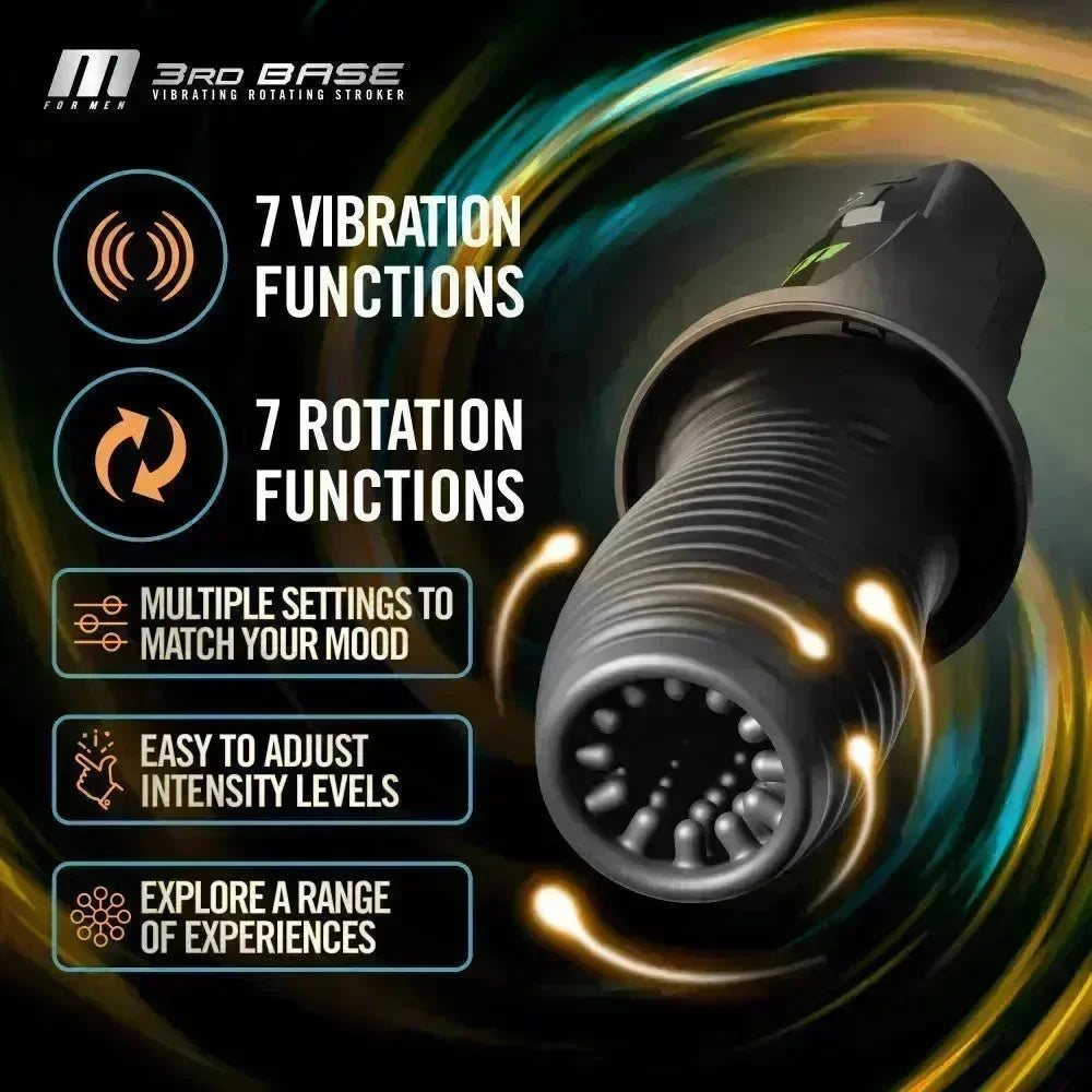 M For Men - 3rd Base - USB Rechargeable Vibrating & Rotating Auto Stroker - Take A Peek
