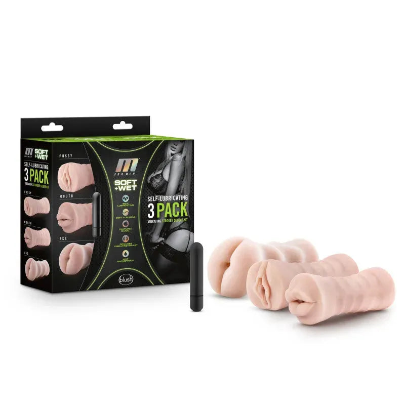 M For Men 3-Pack Self-Lubricating Vibrating Strokers - Take A Peek