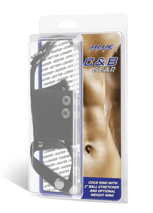 Blue Line COCK RING WITH 2" BALL STRETCHER AND OPTIONAL WEIGHT RING - Take A Peek