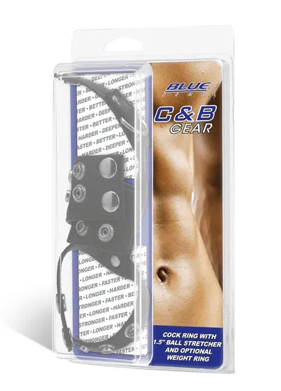 Blue Line Cock Ring With 1.5" Ball Stretcher And Optional Weight Ring - Take A Peek