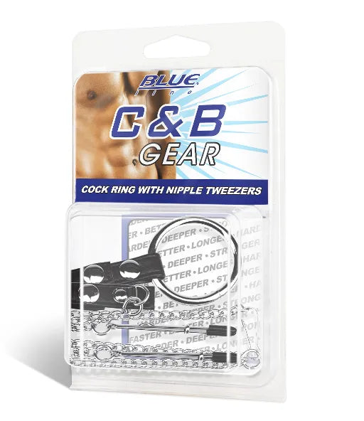 Blue Line COCK RING WITH NIPPLE TWEEZERS - Take A Peek