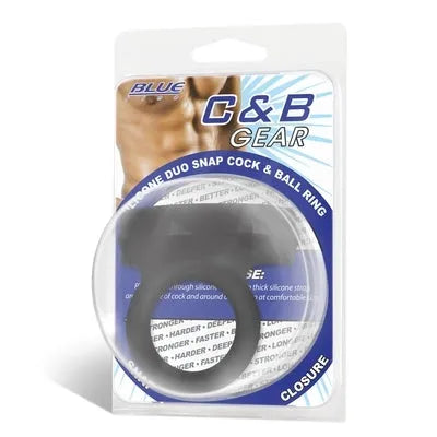 Blue Line Duo Snap Silicone Cock & Ball Ring - Take A Peek
