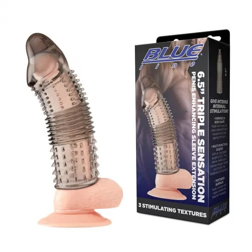 Blue Line 6.5" Triple Sensation Penis Enhancing Sleeve Extension - Take A Peek