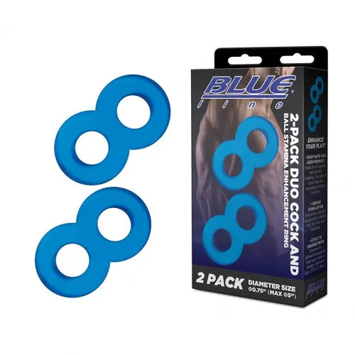 Blue Line 2-Pack Duo Cock And Ball Stamina Enhancement Ring - Take A Peek