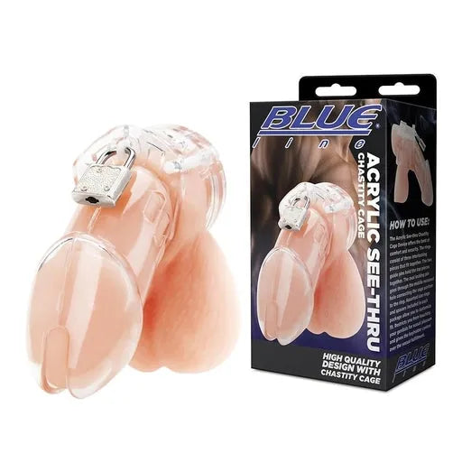 Blue Line Acrylic See-Thru Chastity Cage - Take A Peek