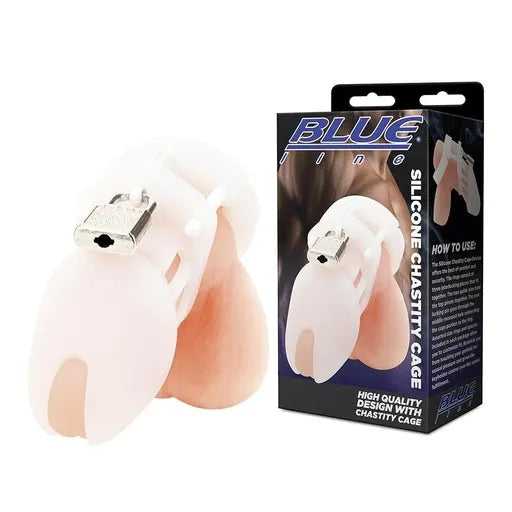 Blue Line Silicone Chastity Cage - Take A Peek