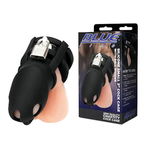 Blue Line SILICONE SMALL 2" COCK CAGE WITH BALL DIVIDER CHASTITY - Take A Peek