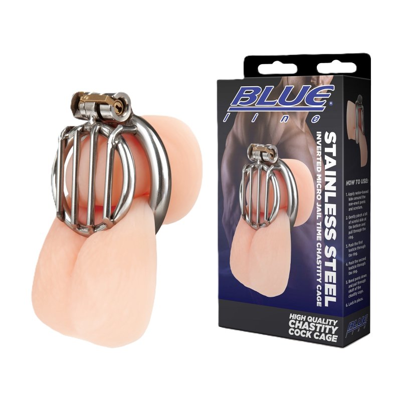 Blue Line Stainless Steel Inverted Micro Jail Time Chastity Cage-BLM5029
