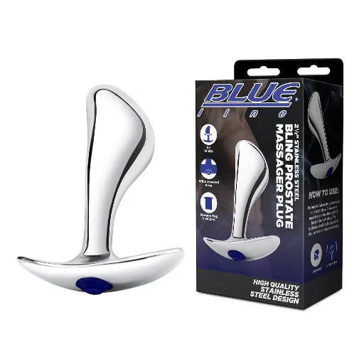 Blue Line 2.5" STAINLESS STEEL BLING PROSTATE MASSAGER PLUG - Take A Peek