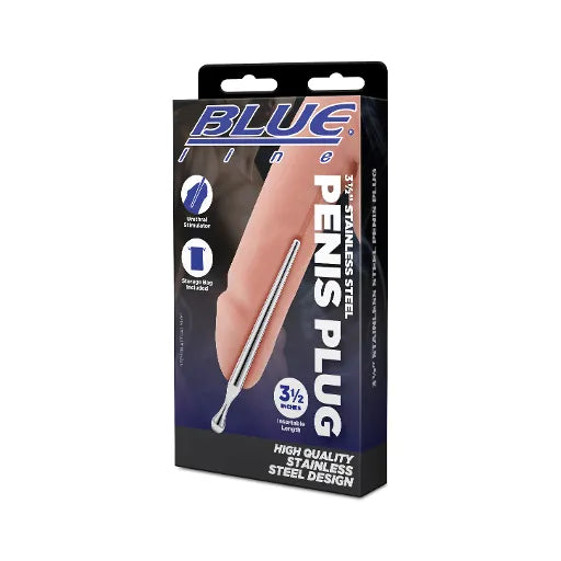 Blue Line 3.5" STAINLESS STEEL PENIS PLUG - Take A Peek