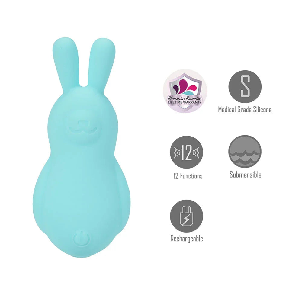 Maia BRI - Teal - Teal 9 cm USB Rechargeable Vibrating Bunny Bullet - Take A Peek