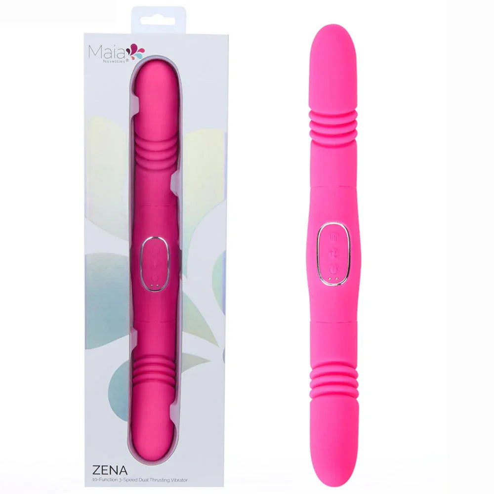 Maia ZENA - - 35.5 cm USB Rechargeable Dual Thrusting Double Ended Vibrator - Take A Peek