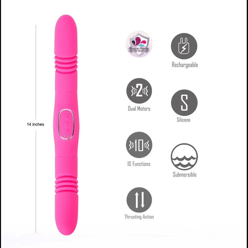 Maia ZENA - - 35.5 cm USB Rechargeable Dual Thrusting Double Ended Vibrator - Take A Peek