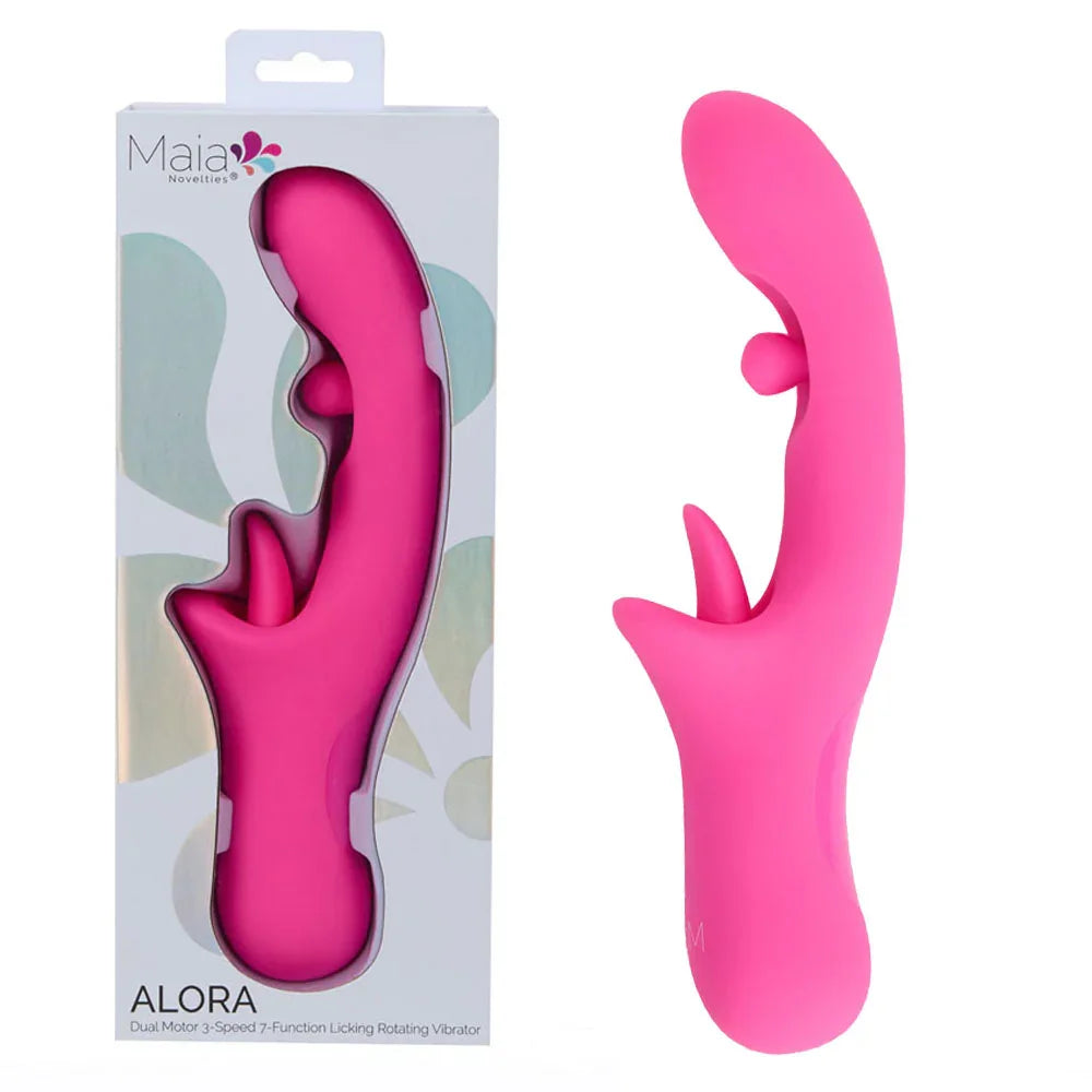 Maia ALORA - 24.1 cm USB Rechargeable Rotating & Licking Vibrator - Take A Peek