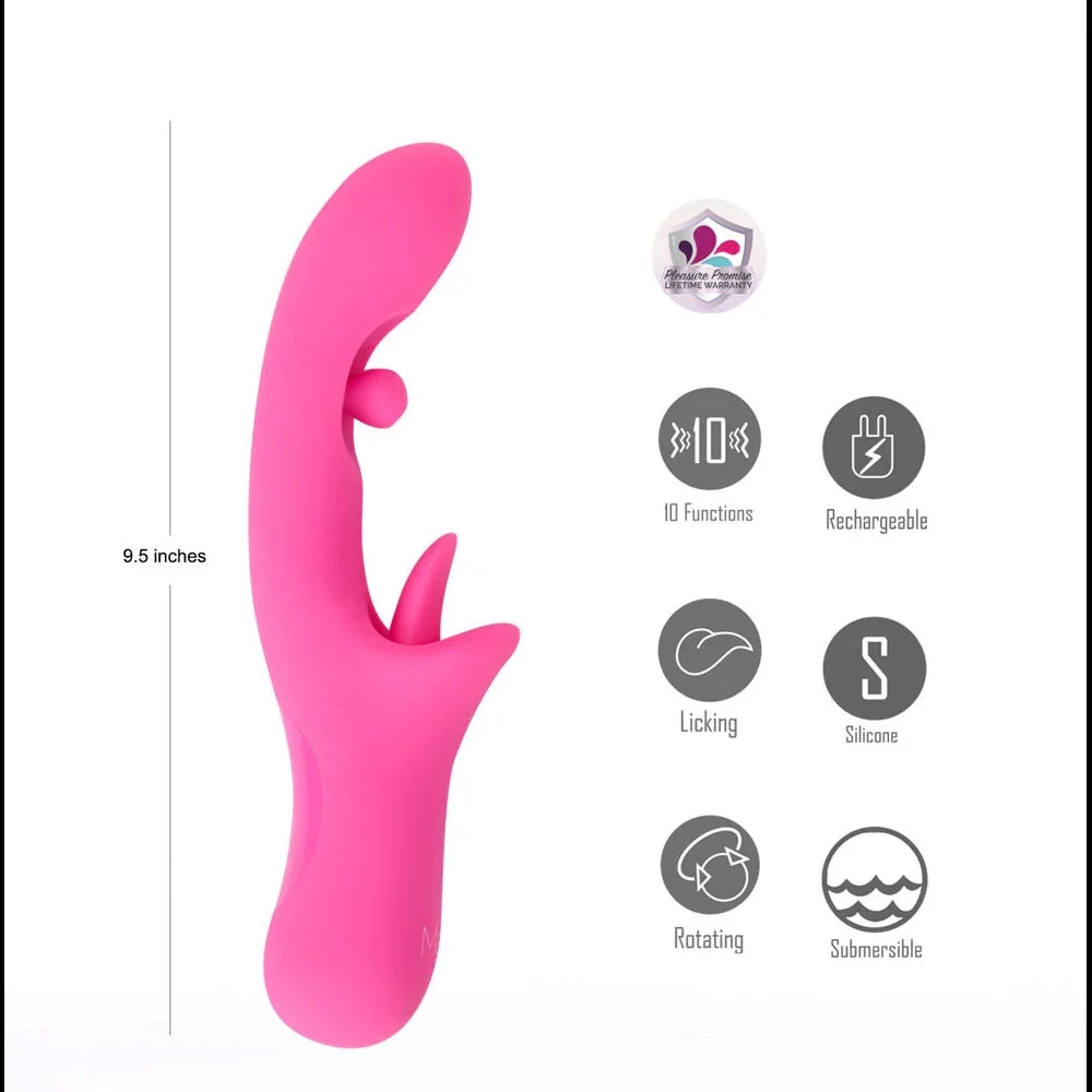 Maia ALORA - 24.1 cm USB Rechargeable Rotating & Licking Vibrator - Take A Peek