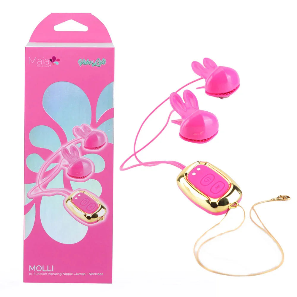 Maia MOLLI - - USB Rechargeable Vibrating Nipple Clamps & Necklace - Take A Peek