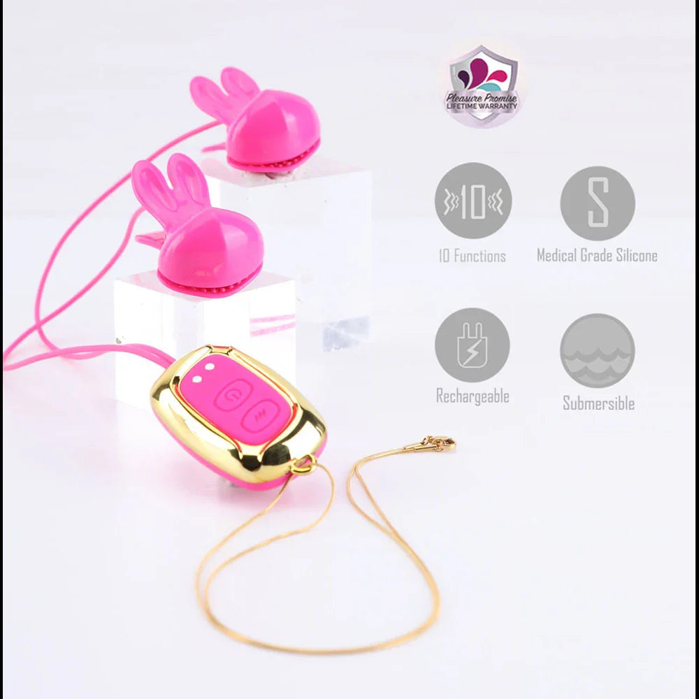Maia MOLLI - - USB Rechargeable Vibrating Nipple Clamps & Necklace - Take A Peek