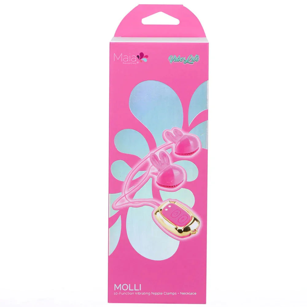 Maia MOLLI - - USB Rechargeable Vibrating Nipple Clamps & Necklace - Take A Peek