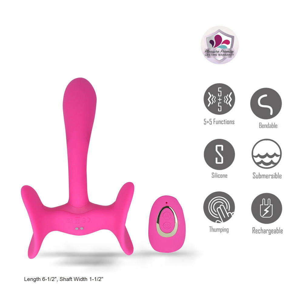 Maia PAISLEE - 16.5 cm USB Rechargeable Thigh Hold Vibrator with Wireless Remote - Take A Peek