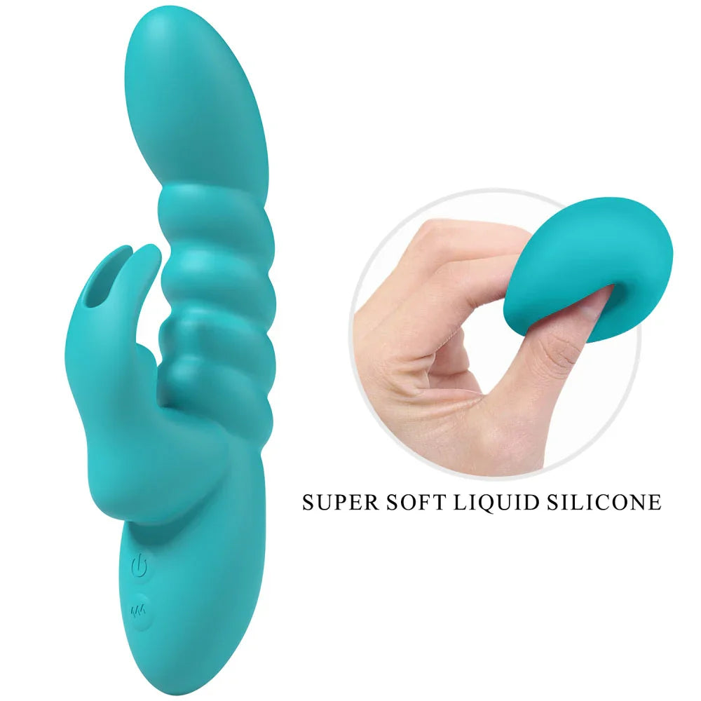Party Up BRYNLYN - Teal - Teal 18.2 cm USB Rechargeable Rabbit Vibrator - Take A Peek