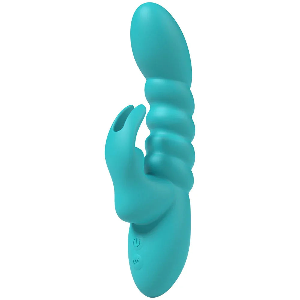 Party Up BRYNLYN - Teal - Teal 18.2 cm USB Rechargeable Rabbit Vibrator - Take A Peek