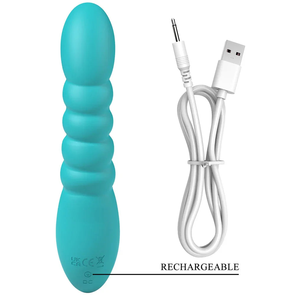 Party Up BRYNLYN - Teal - Teal 18.2 cm USB Rechargeable Rabbit Vibrator - Take A Peek