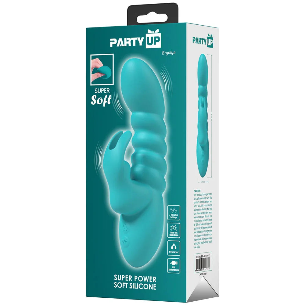 Party Up BRYNLYN - Teal - Teal 18.2 cm USB Rechargeable Rabbit Vibrator - Take A Peek