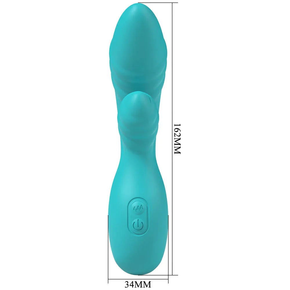 Party Up DALIDA - Teal - Teal 16.2 cm USB Rechargeable Rabbit Vibrator - Take A Peek