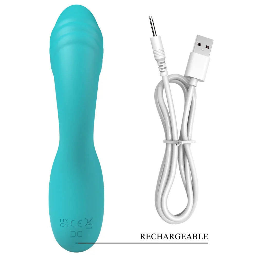 Party Up DALIDA - Teal - Teal 16.2 cm USB Rechargeable Rabbit Vibrator - Take A Peek