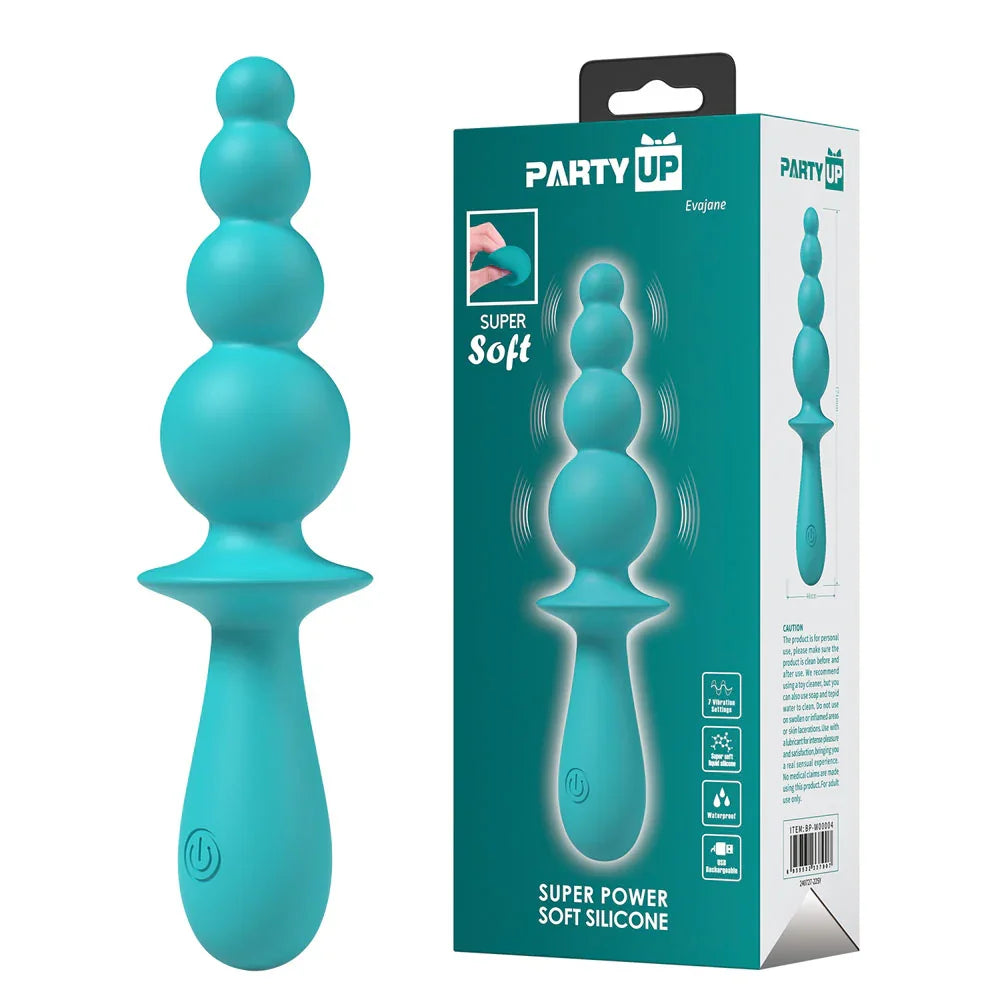 Party Up EVAJANE - Teal - Teal 17.1 cm USB Rechargeable Beaded Vibrator - Take A Peek