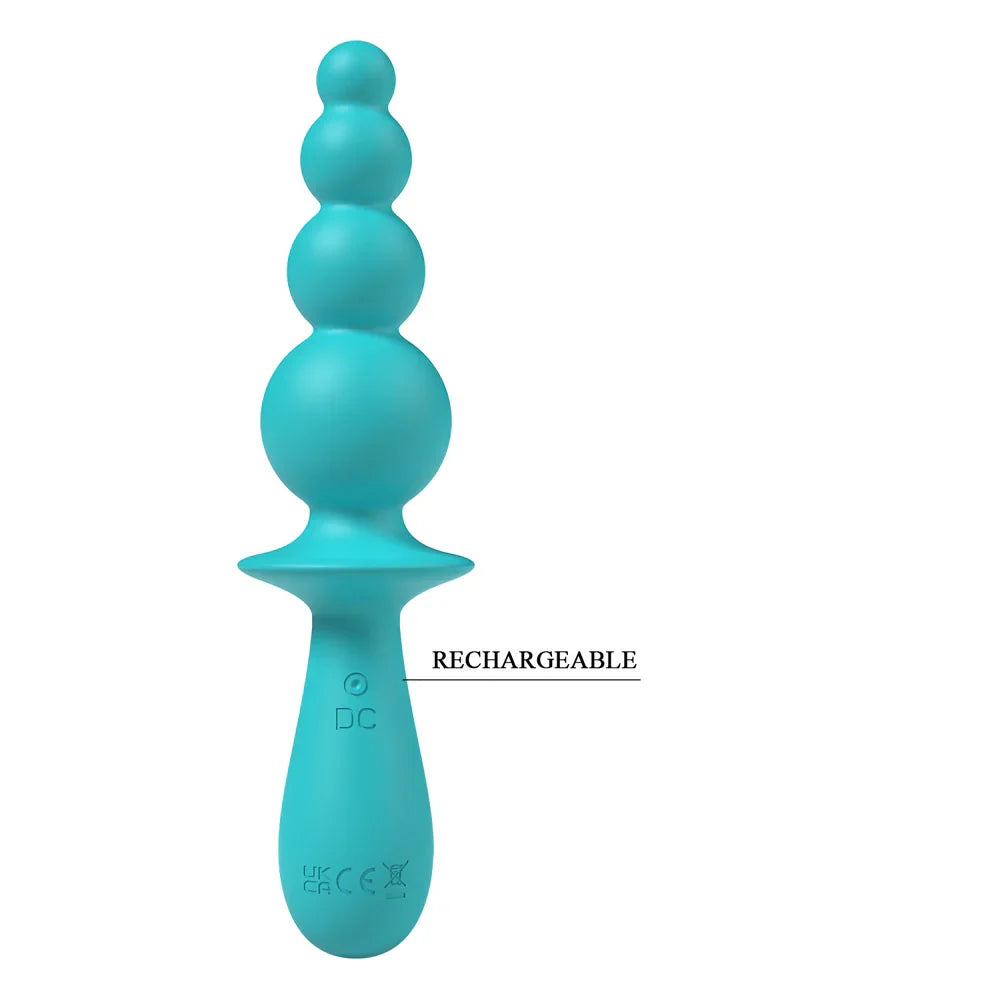 Party Up EVAJANE - Teal - Teal 17.1 cm USB Rechargeable Beaded Vibrator - Take A Peek