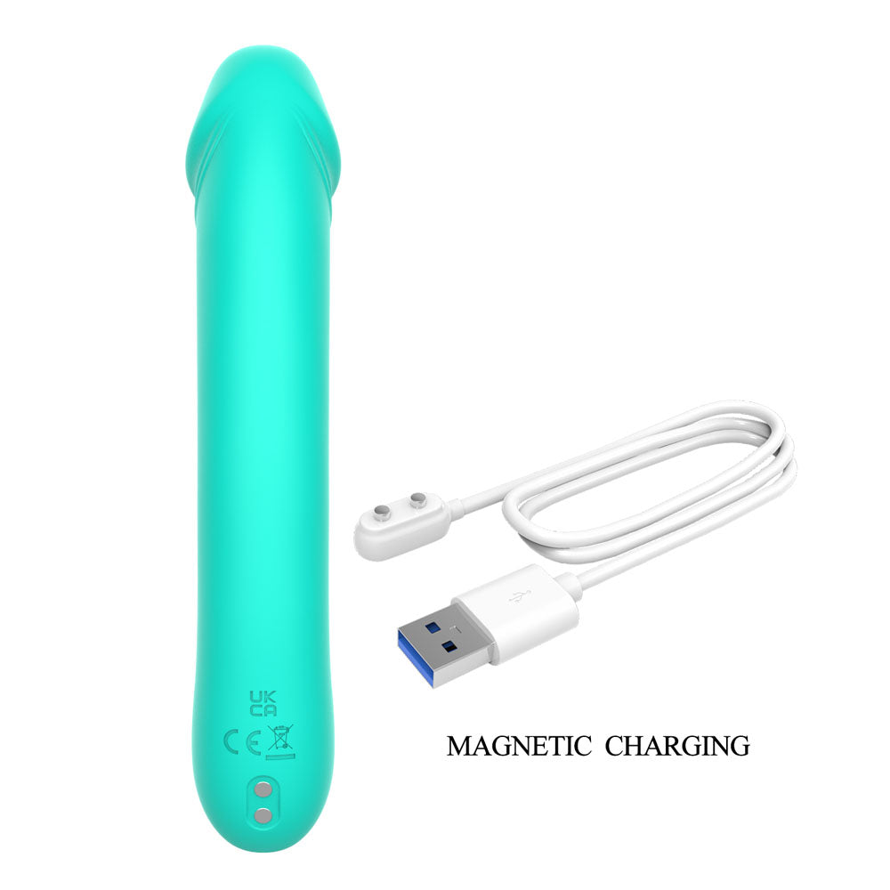 Party Up NIKI - Teal - Teal 15.4 cm USB Rechargeable Vibrator - Take A Peek