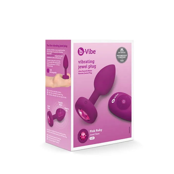 B-Vibe VIBRATING JEWEL PLUG S/M FUCHSIA - Take A Peek