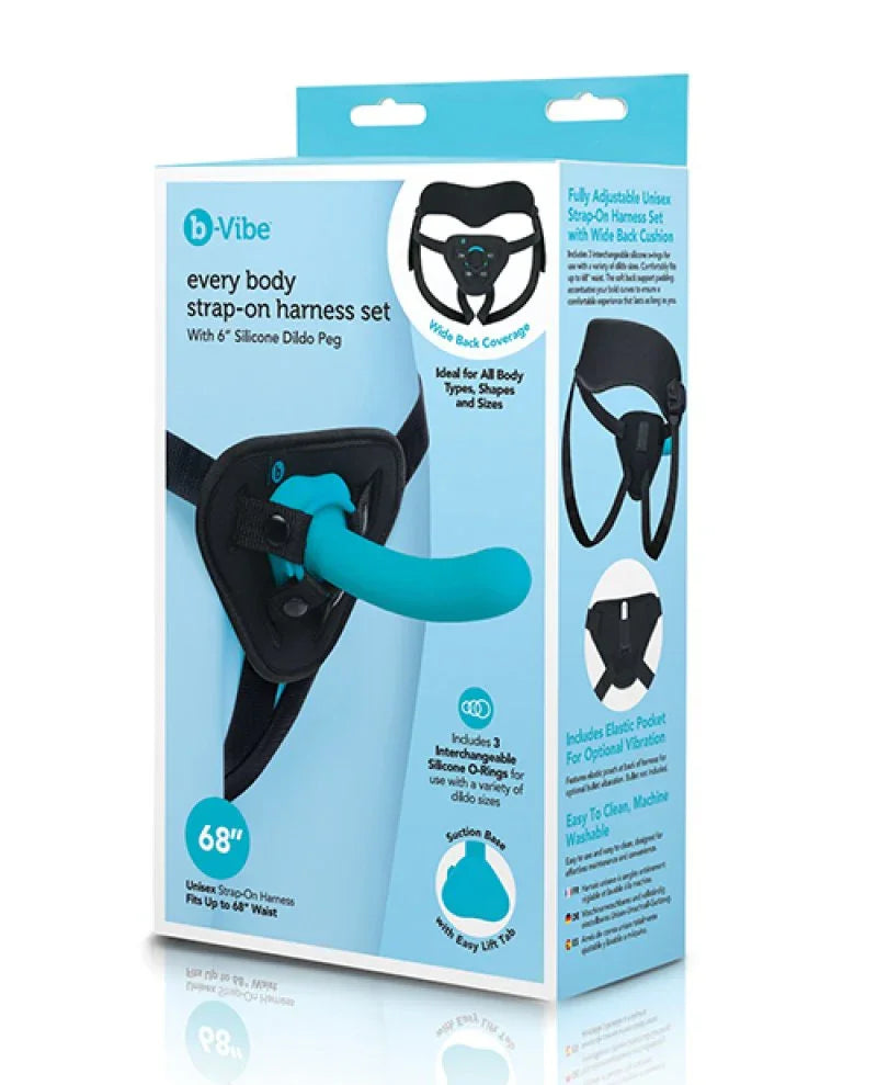 B-Vibe EVERY BODY STRAP-ON HARNESS SET WITH 6" SILICONE DILDO PEG-BV-100