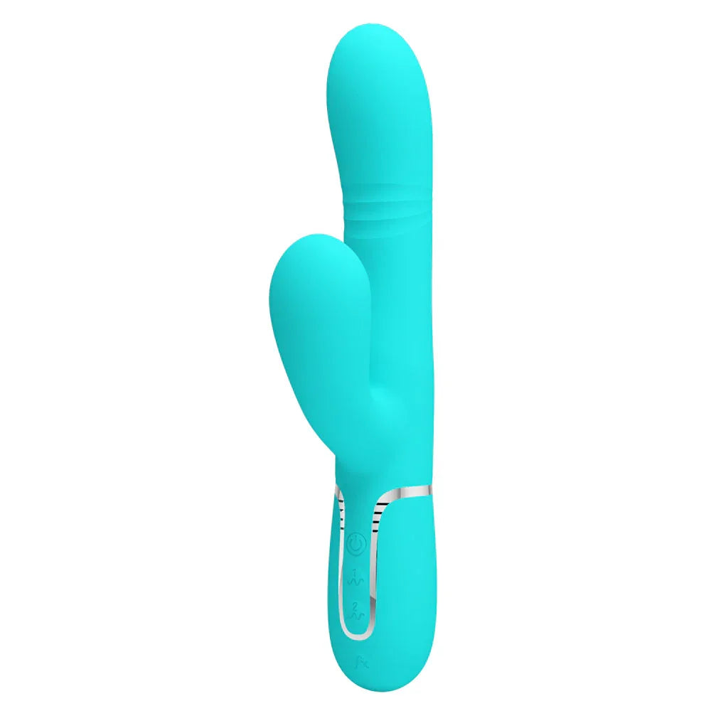 Party Up PAUL Rolling Beads Vibrator - Teal - Teal 22.6 cm USB Rechargeable Thrusting Rabbit Vibrator - Take A Peek