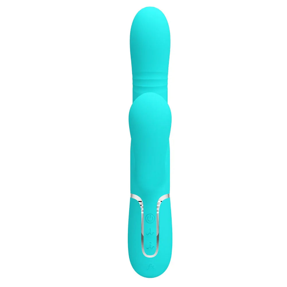 Party Up PAUL Rolling Beads Vibrator - Teal - Teal 22.6 cm USB Rechargeable Thrusting Rabbit Vibrator - Take A Peek