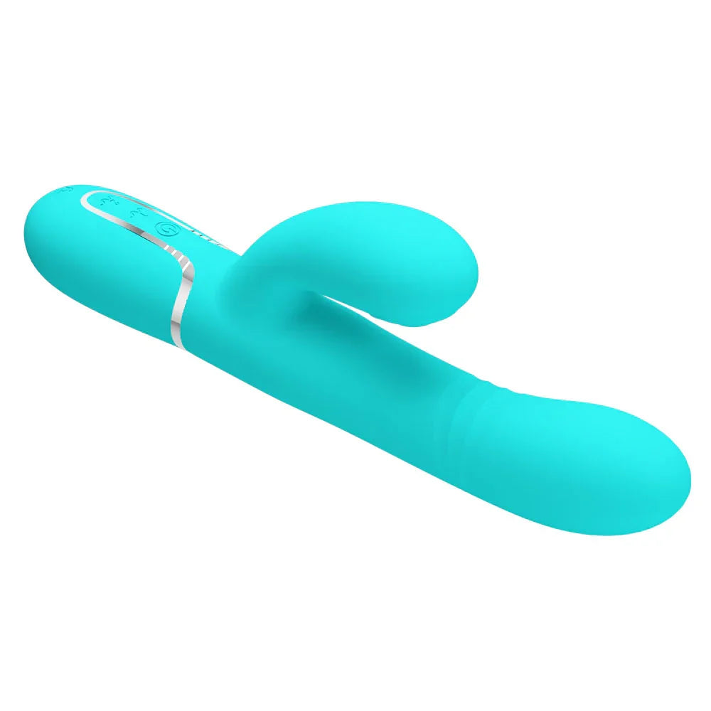 Party Up PAUL Rolling Beads Vibrator - Teal - Teal 22.6 cm USB Rechargeable Thrusting Rabbit Vibrator - Take A Peek