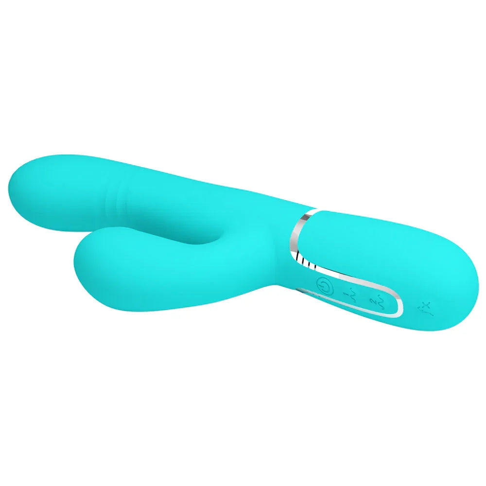 Party Up PAUL Rolling Beads Vibrator - Teal - Teal 22.6 cm USB Rechargeable Thrusting Rabbit Vibrator - Take A Peek