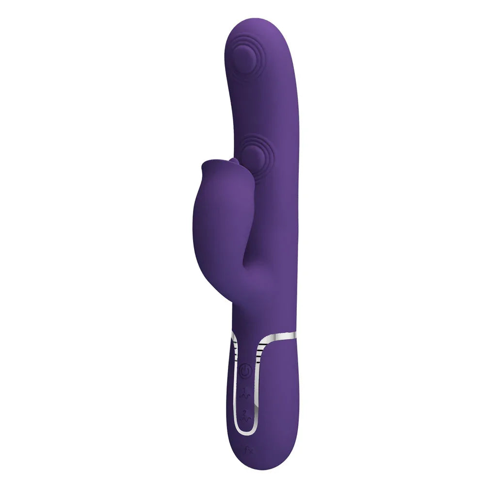 Party Up ALAN Dual Motor Vibrator - - 22.8 cm USB Rechargeable Vibrator with Licking Clit Stimulator and Thumping Shaft - Take A Peek