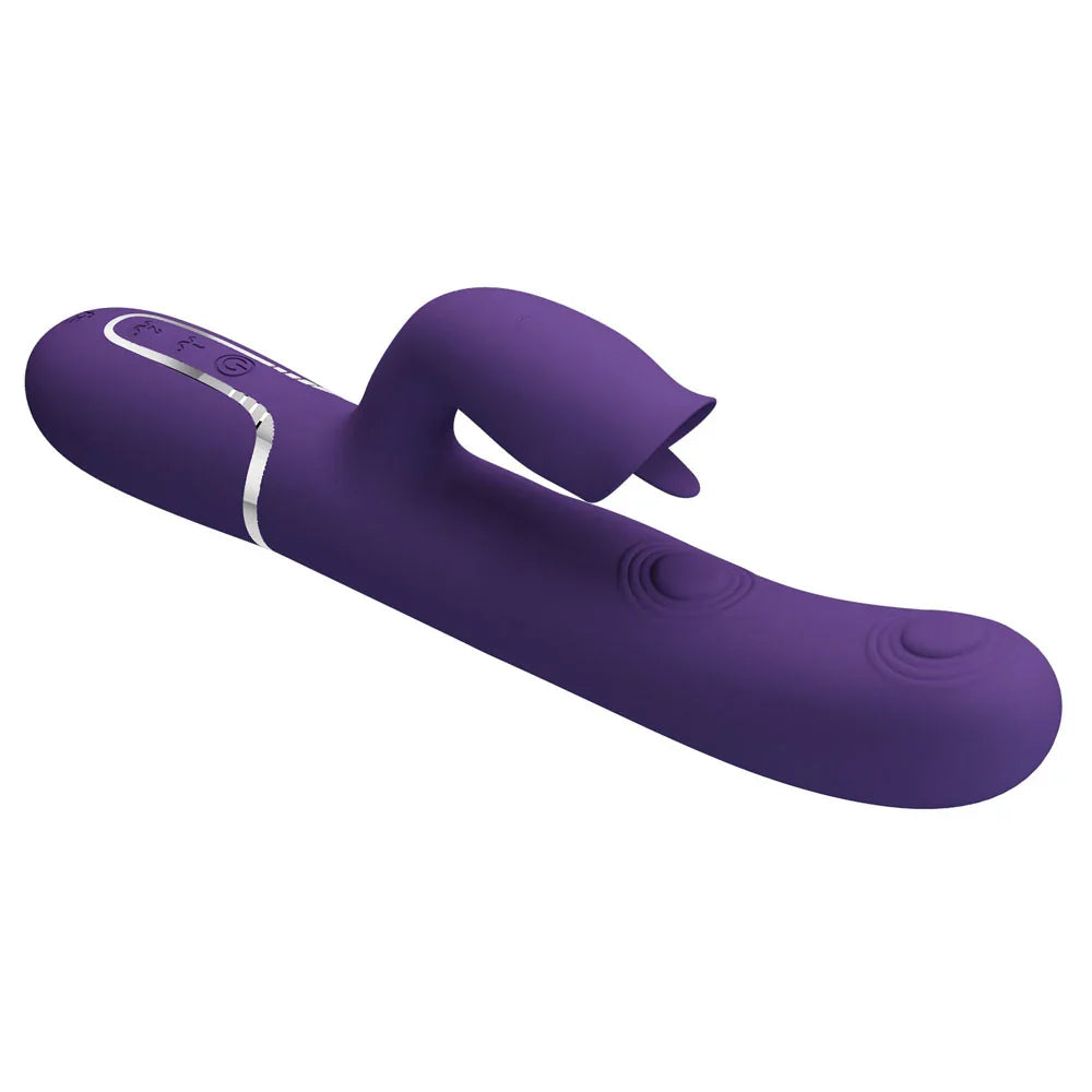 Party Up ALAN Dual Motor Vibrator - - 22.8 cm USB Rechargeable Vibrator with Licking Clit Stimulator and Thumping Shaft - Take A Peek