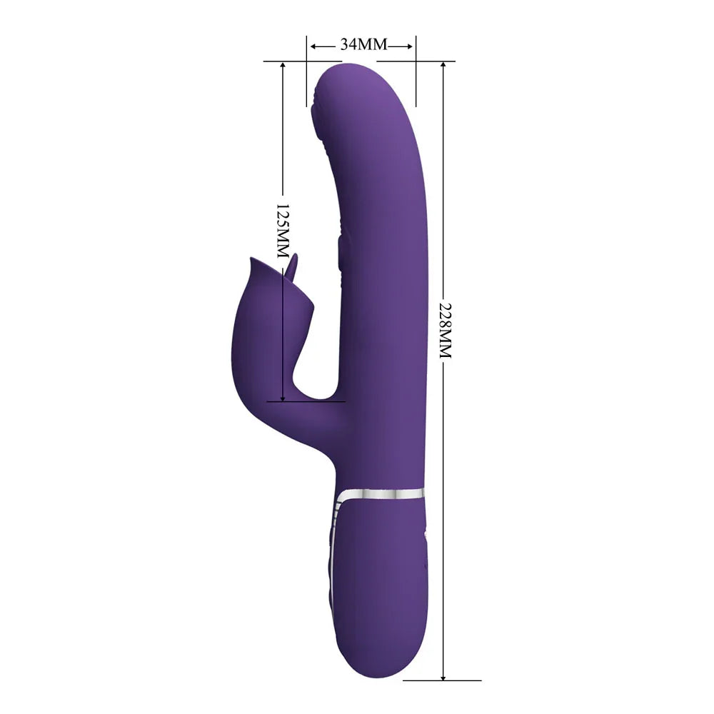 Party Up ALAN Dual Motor Vibrator - - 22.8 cm USB Rechargeable Vibrator with Licking Clit Stimulator and Thumping Shaft - Take A Peek