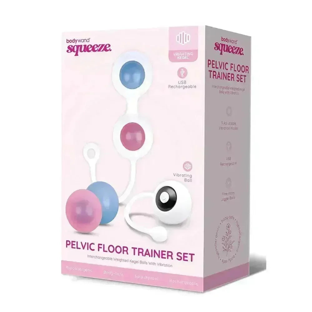 Bodywand Squeeze Pelvic Floor Trainer Set - USB Rechargeable Weighted Vibrating Kegel Set - Take A Peek