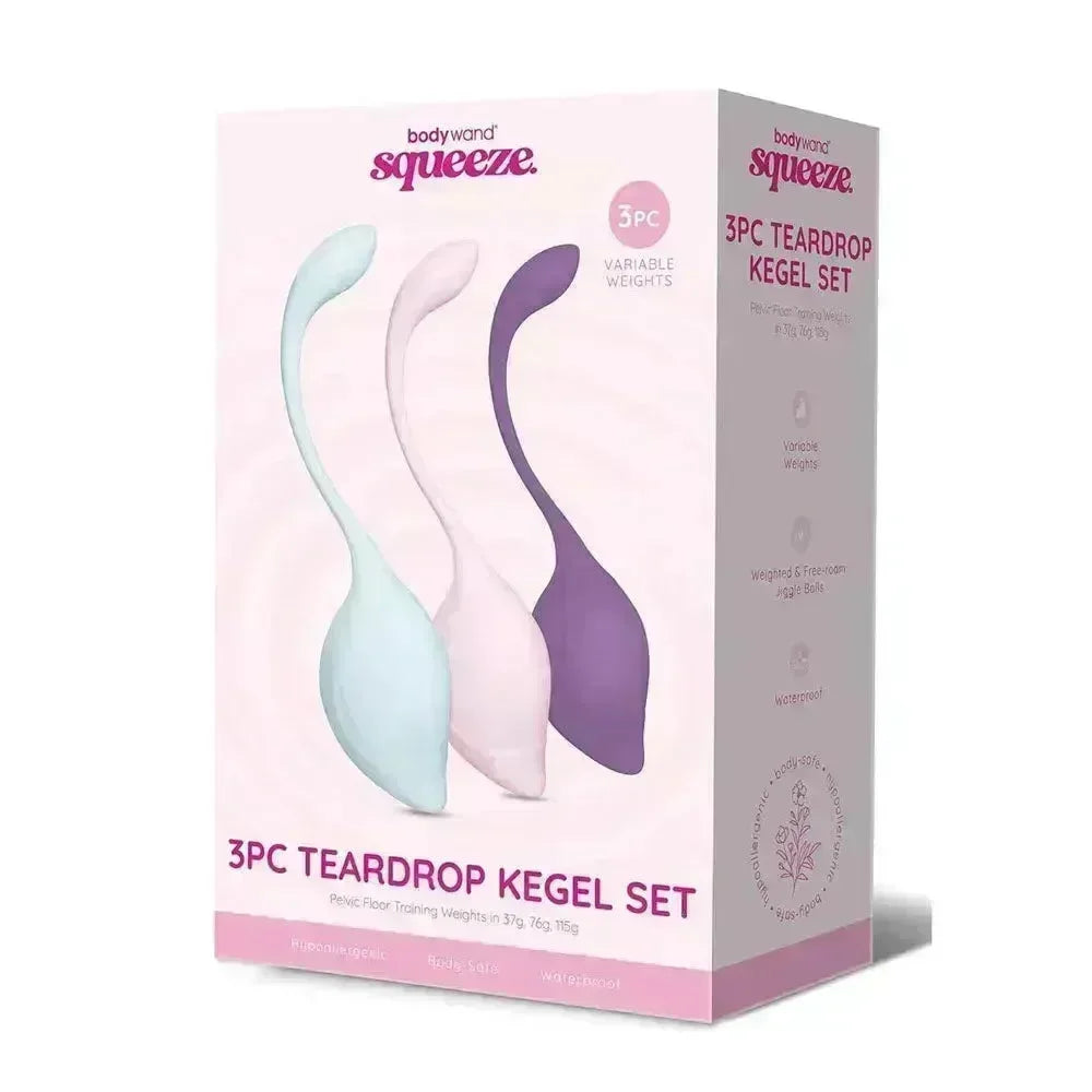 Bodywand Squeeze 3pc Teardrop Kegel Set - Weighted Kegel Set - 3 Piece Kit - Take A Peek