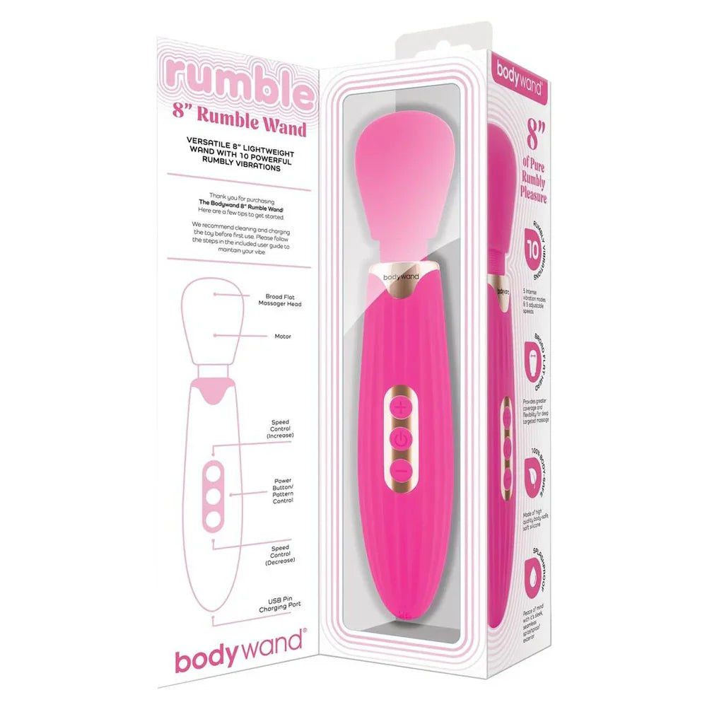 Bodywand RUMBLE WAND 8 Inch - Hot 20.3 cm USB Rechargeable Massage Wand - Take A Peek